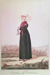 Frauenkostüm aus Coutances, graviert von Georges Jacques Gatine